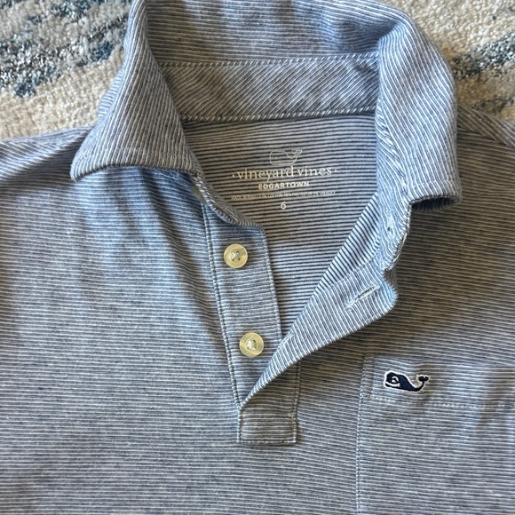 Navy Striped Boys Polo Shirt - Picture 2 of 2